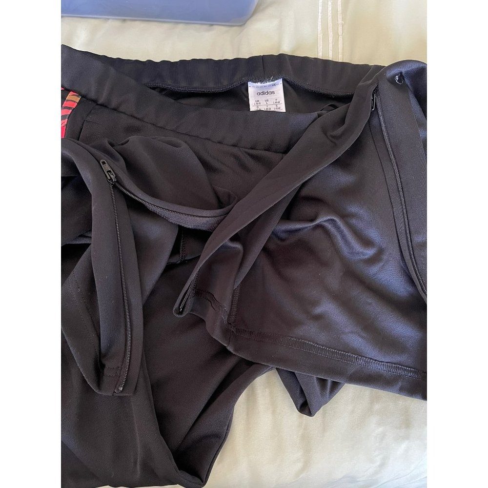 Adidas Black Side Triple Striped Zip Bottom Track/Warm-Up Pants - Picture 10 of 12